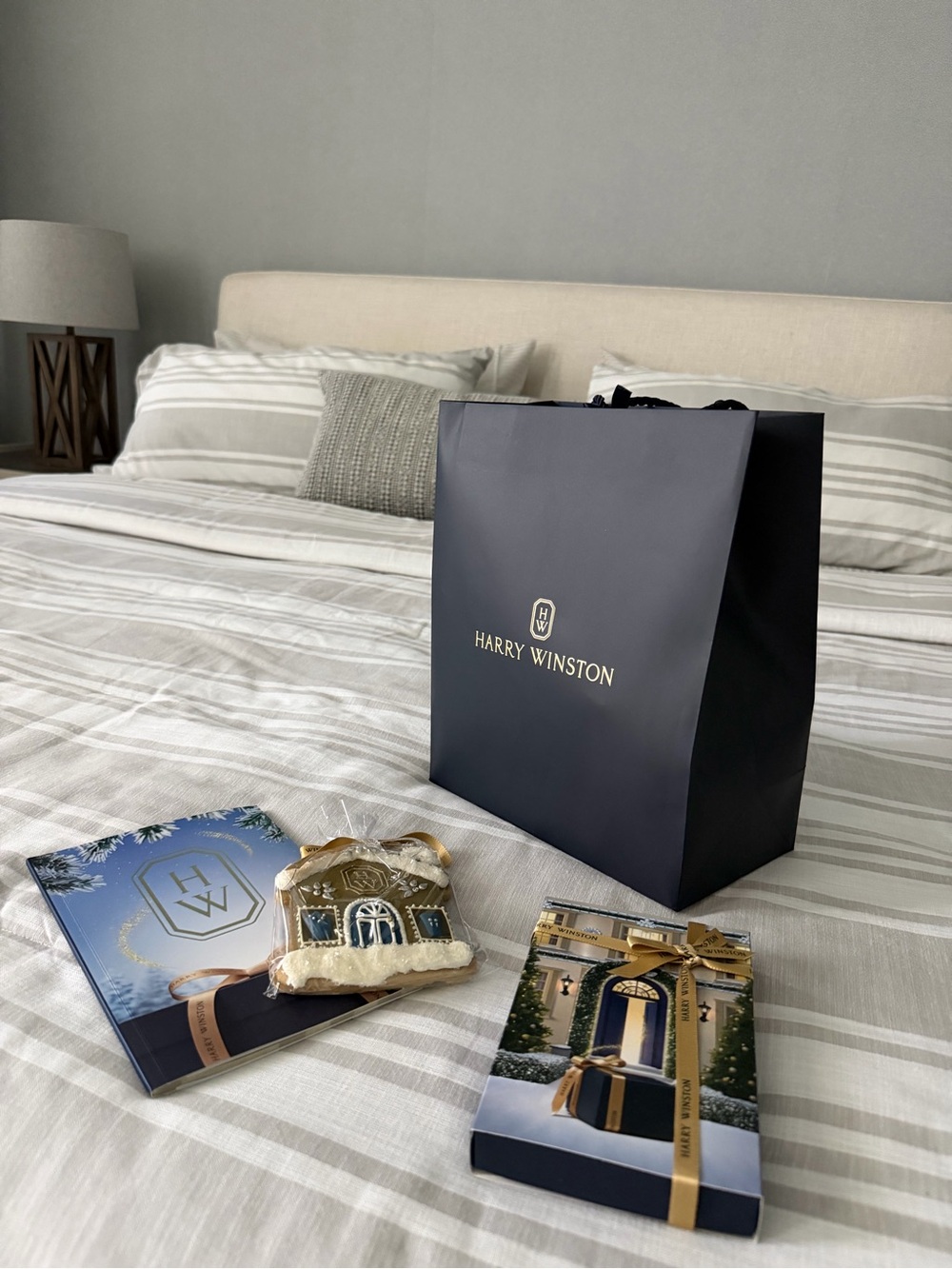 Harry Winston Navy Gift Bag, full box of chocolates with HW Ribbon & booklet